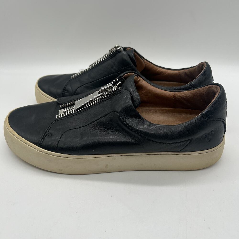 FRYE Lena Zip Low Top Black Sneaker Shoes Leather Women’s Size 7.5 M